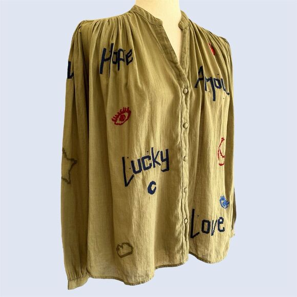 Berenice Paris Cassandra Lucky Embroidered Top Size 34 Whimsical Fun Cool Girl - Picture 1 of 16